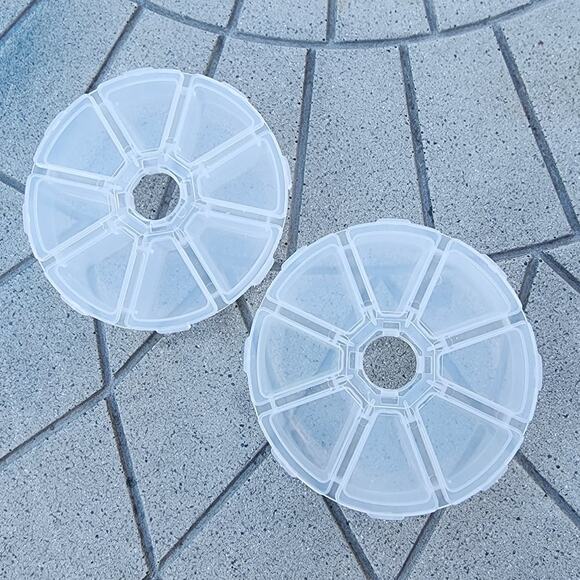 Source Unknown Other - Two Clear Round Grid Jewelry Bead Compartment Storage Organizer Case Set